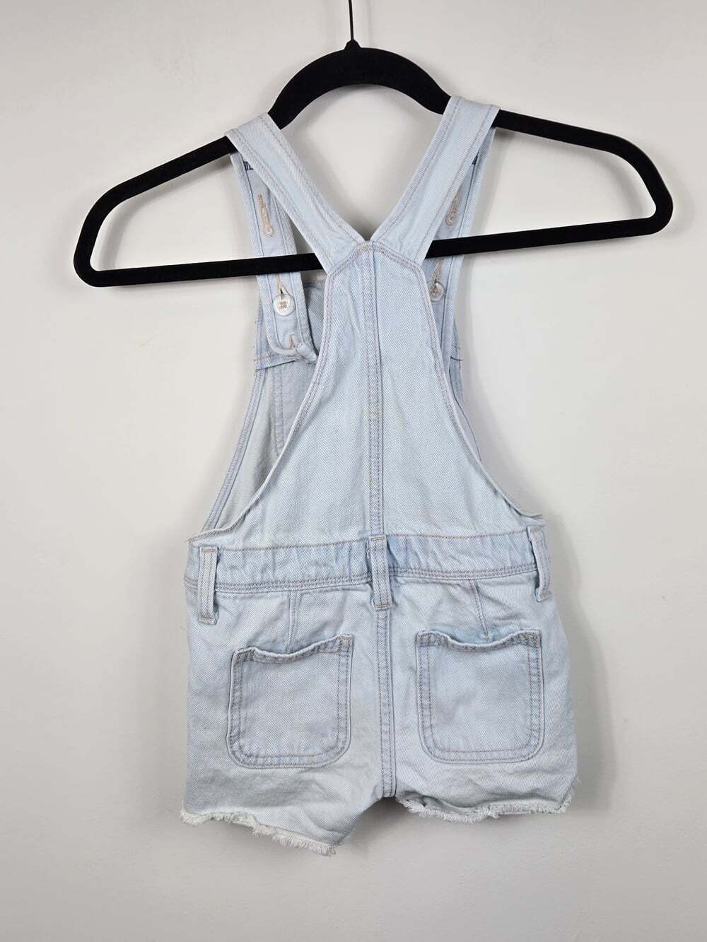 Old Navy Girls Light Wash Denim Shortalls Overalls XS 5 Distressed Summer - Picture 5 of 9